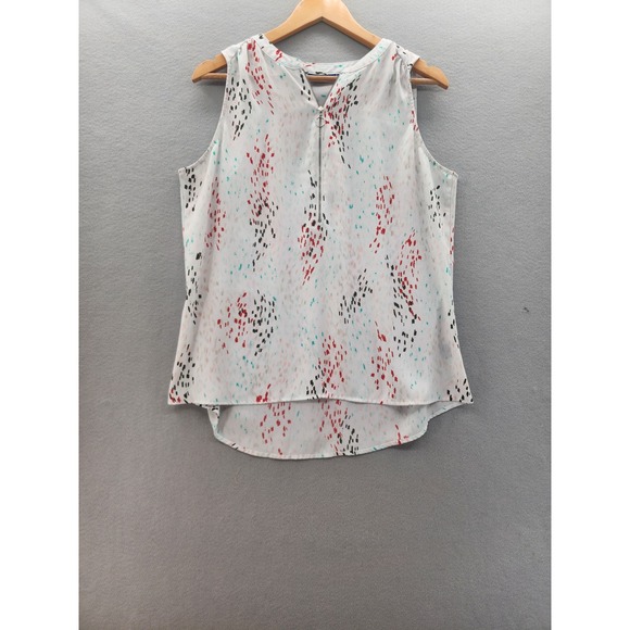 Apt. 9 Tops - Apt.‎ 9 Women Large White Abstract Print Sleeveless Quarter Zip High Low Blouse
